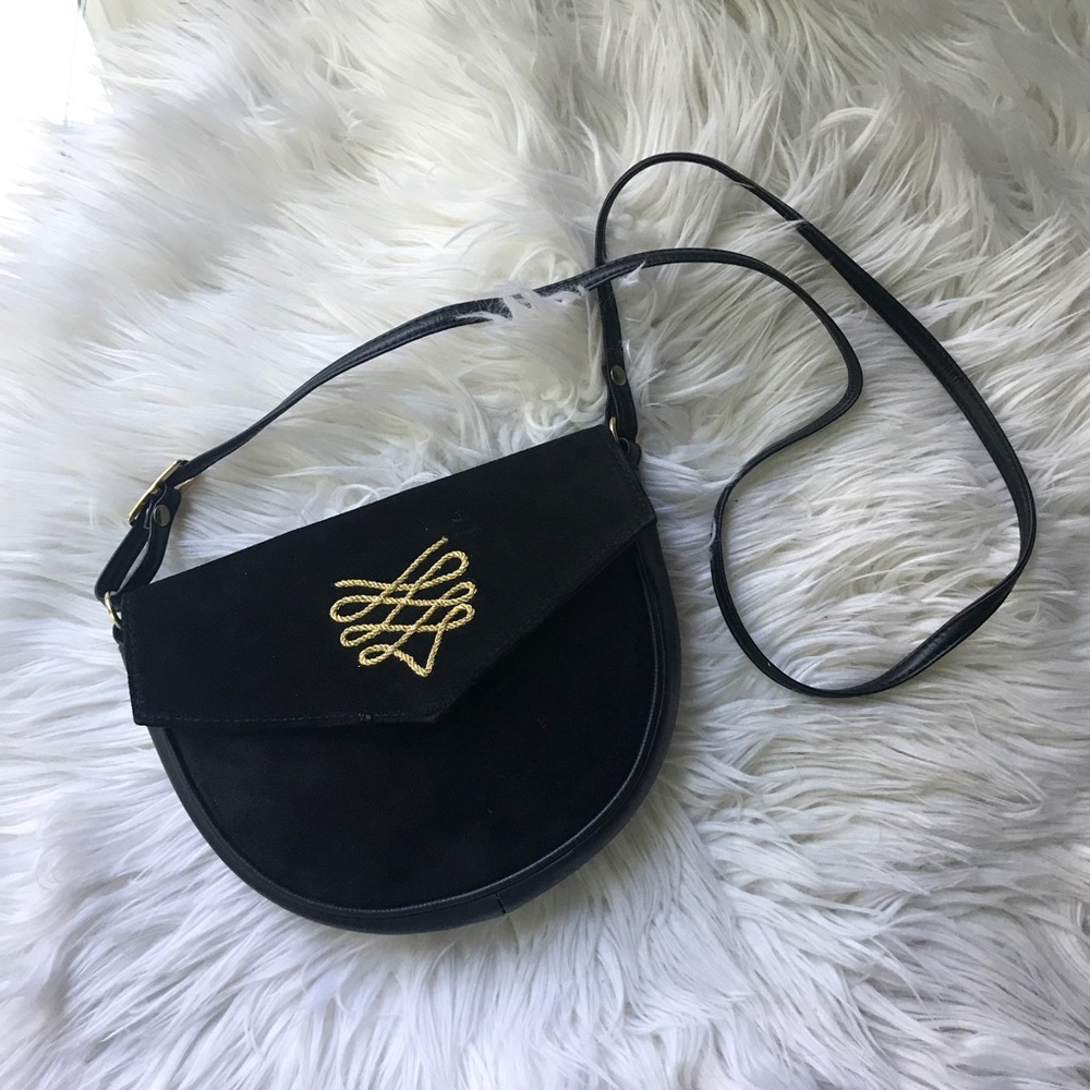 Black Crossbody with Gold Detail and Long Straps